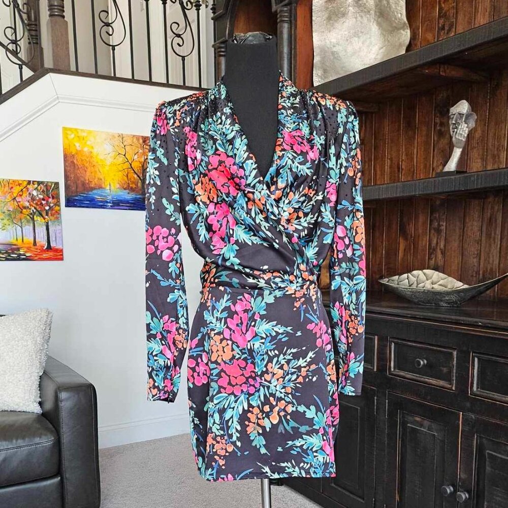 Women's Guess by Marciano mini dress green floral satin